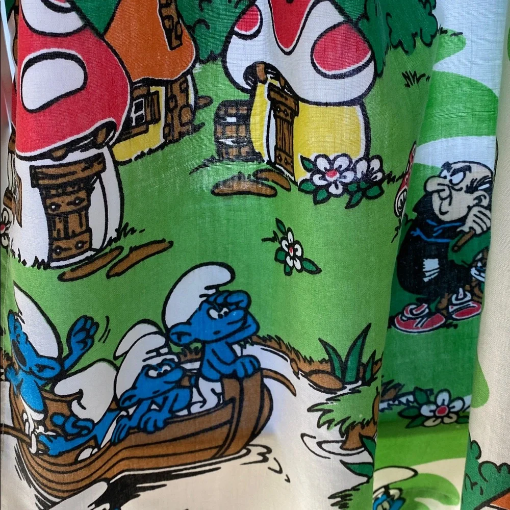 VTG Smurf Bedsheet Café Curtains